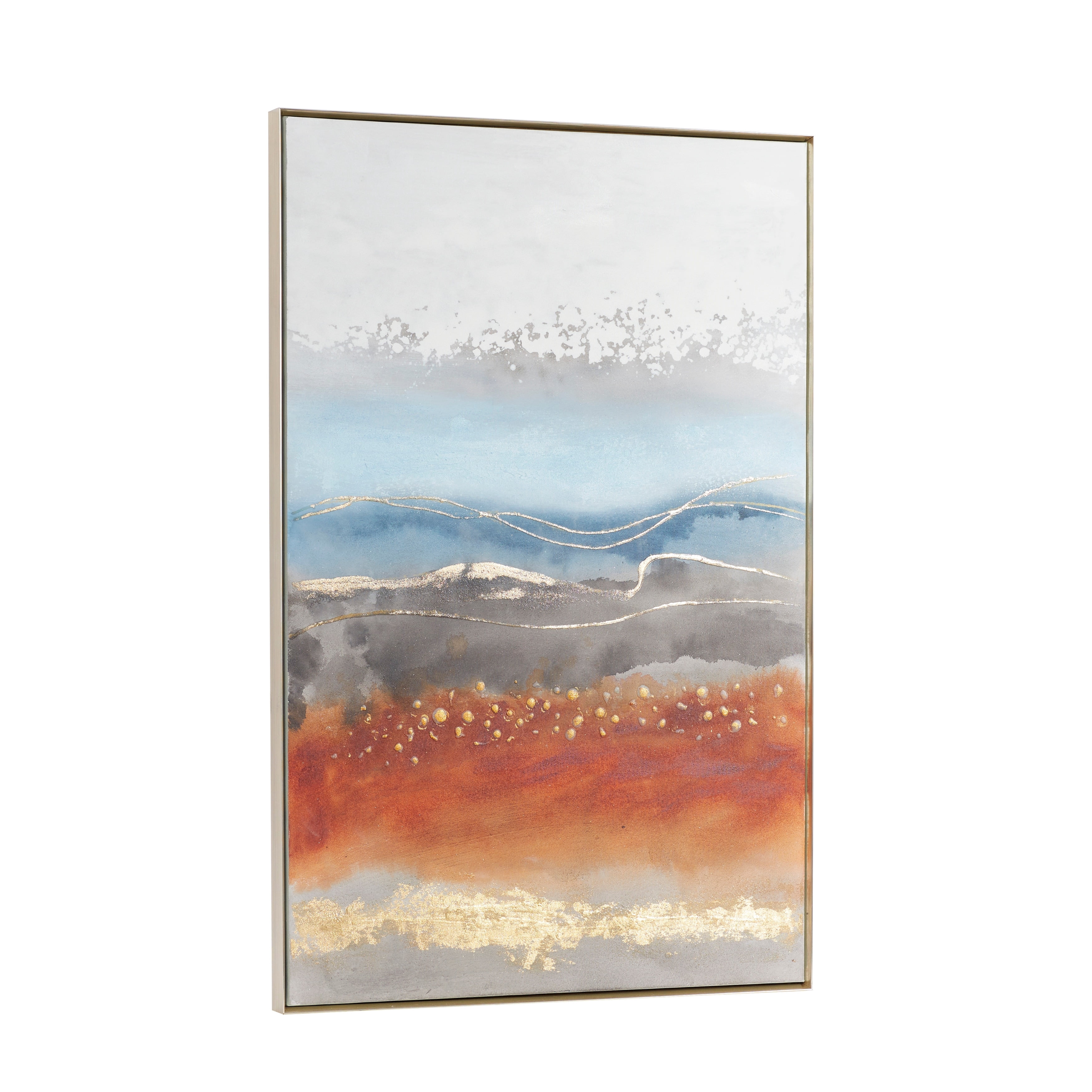 32" x 47" Abstract Framed Wall Art with Gold Frame, by DecMode