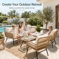 thumbnail image 3 of RADIATA 6 Pcs Boho Outdoor Furniture Set with Ice Bucket Wicker Patio Lounge Sofa Chair, Cream, 3 of 10