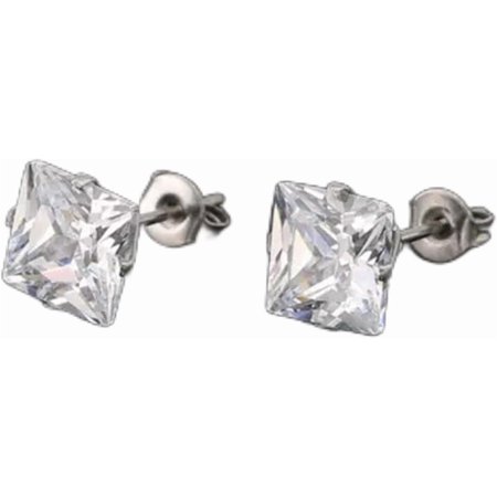 Pair Premium Women Fashion Clear Crystal Shinny Ear Studs Earrings Square Shinny UK-3 mm[y283]