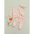thumbnail image 4 of Kiapeise 3Pcs Infant Baby Girls Floral Outfits Long Sleeve Pullover Sweatshirt Pant Headband Sets, 4 of 9