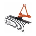 thumbnail image 3 of Heavy Duty 50 Inch 3 Point Landscape Rock Rake for Category 0 & 1 Tractors, 360° Rotating with Replaceable Spring Steel Tines, Quick Mount for Soil Prep Brush Clearing, Orange or Black, 3 of 7