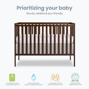 Dream On Me Synergy 5 in 1 Convertible Crib in Walnut Brown, Greenguard Gold Certified