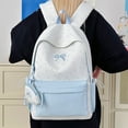 thumbnail image 5 of Bow Embroidery School Backpack, Star Print Backpack with Mini Pendant Bag, Lightweight Loptop Backpack for Travel Shopping (Blue), 5 of 7