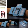 thumbnail image 6 of Dteck Magnetic Case for iPhone 8 Plus/7 Plus, 2 in 1 Wallet Case Detachable Card Holder, Compatible with MagSafe, Slim PU Leather RFID Blocking Credit Slots Zipper Pocket,Light Blue, 6 of 7