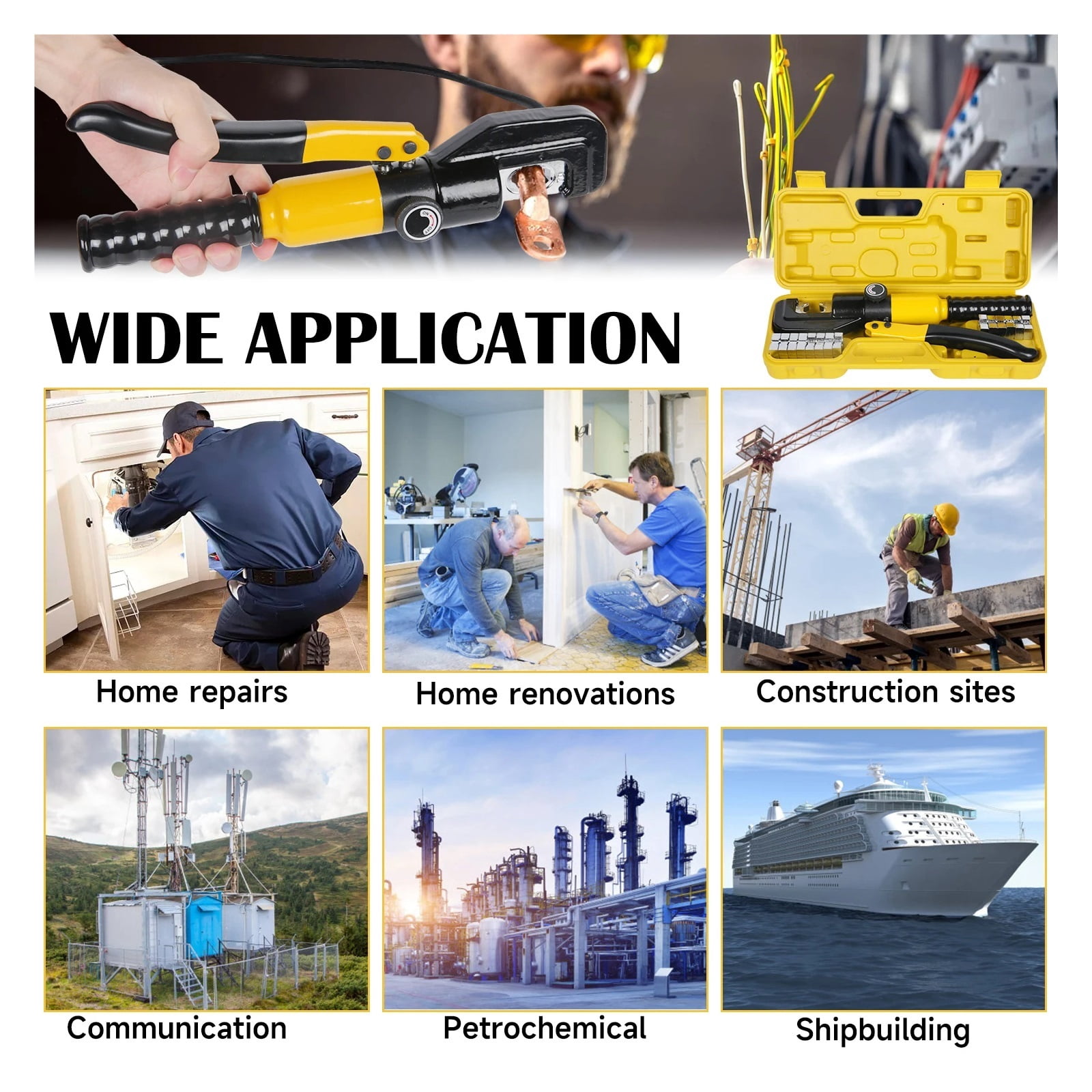 Hydraulic Clamp Home Hydraulic Crimping Tool DIY Cable Wiring Crimping Plier Cordless Hydraulic Press Manual Hydraulic Pliers ,Professional Tools