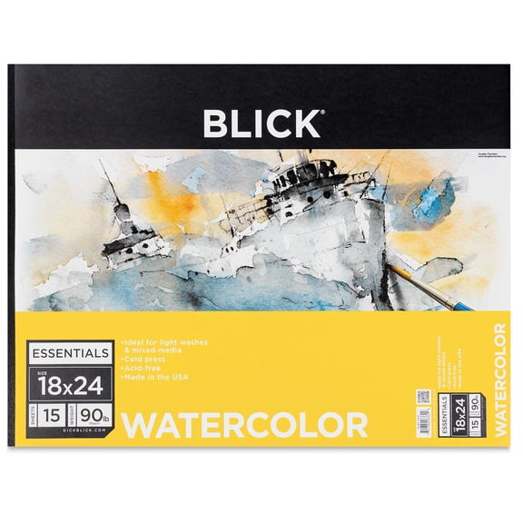 Blick Essentials Watercolor Pad - 18" x 24", 90 lb, Tapebound, 15 Sheets