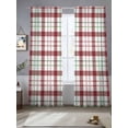 thumbnail image 2 of Retro Christmas Red Green Tartan Plaid Chiffon Sheer Curtains 84 Inches Long, Retro Farm Lattice 2 Rod Pocket Window Treatment Voile Drapes Curtains for Living Room Bedroom,2 Panels, 52x84In, 2 of 9