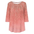 thumbnail image 5 of Sawvnm Women Blouses Plus Size Women's Fashion Loose Casual Printing 3/4 Sleeve T-Shirt Round Neck Plus Size Top Skirts for Women Pink 2XL, 5 of 5