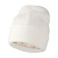 thumbnail image 2 of Satin Lined Knit Hat for Men and Women, Winter Warm Slouchy Beanie with Silk Lining, Skull Cap for Cold Weather Outdoor Activities(White-A), 2 of 3