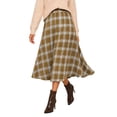 thumbnail image 2 of DYTTDG Women's Classic Plaid High-Waist A-Line Midi Skirt | Elastic Waist Mid-Calf Flared Skirt, Casual Spring-Fall Outer Bottom for Daily & Vacation Occasions, 2 of 8