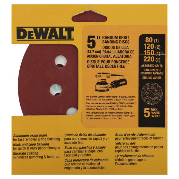 Dewalt Dw4307 5" Assorterd Grit Random Orbit Sanding Discs Walmart