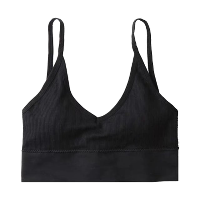 Bralette Sunnimix Chaleco de algodón con Relleno y cuello en V Negro