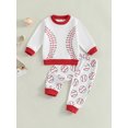 thumbnail image 3 of Baby Toddler 2Pcs Spring Outfits 0 6 12 18 24 Months 2T 3T Long Sleeve Sweatshirt and Baseball Print Pants Set Toddler Clothes, 3 of 9