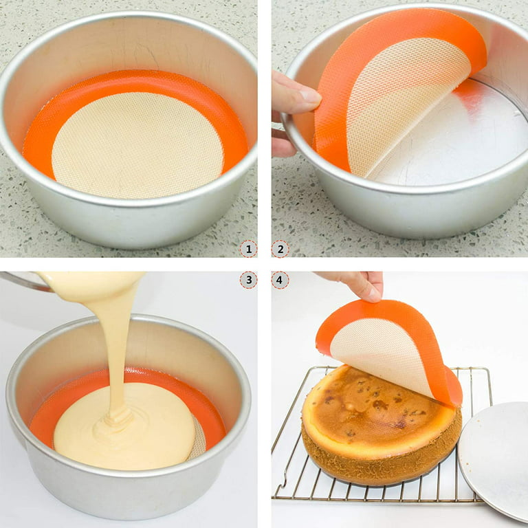 Silicone Baking Mat 2 Pieces Round Silicone Mat For 9 Inch Cake Pan  Nonstick Reusable