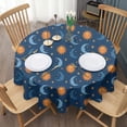 thumbnail image 3 of Blue Sun Moon Star Pattern Round Tablecloth 60"x60",Wrinkle Wipeable Table Cloth for Kitchen Dining Room Picnic Patio Party, 3 of 6