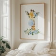 thumbnail image 5 of Giraffe, Jungle Animals, Safari Animals, Bubble Gum, Blue Flowers, Boy Nursery - Illustration Watercolor Animal Floral Whimsical Oak Framed Wall Art Print 6 x 8 inches, 5 of 12