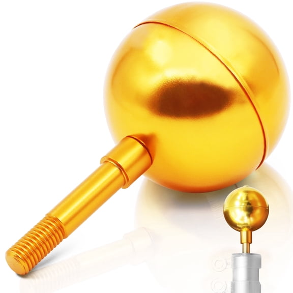 Anley 3" Flagpole Ball Topper Ornament Gold Top Replacement - Fit Standard USA Flag Poles, Pulley Truck & Solar Lights