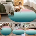 thumbnail image 6 of Pink Turquoise Ombre Large Area Rugs for Bedroom Living Room, Soft Non Slip Carpet Bedside Rug, Teal Modern Geometric Striped Abstract Art Round Floor Cover Kitchen Accent Rug 3' for Office, 6 of 9