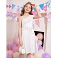 thumbnail image 3 of Oudiya Girls One Shoulder Dress Formal Ruffle Trim Birthday Party Dresses with Belted Pockets for Kids 5-12Y, 3 of 7