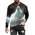 thumbnail image 2 of qelini Mens Shirts Long Sleeve T Shirts Plus Size Round Neck Basic Tee Tops for Outdoors Running Workout Fall amd Winter Ghost Print Witch Shadow Skeleton Graphic Party Multicolor L, 2 of 5