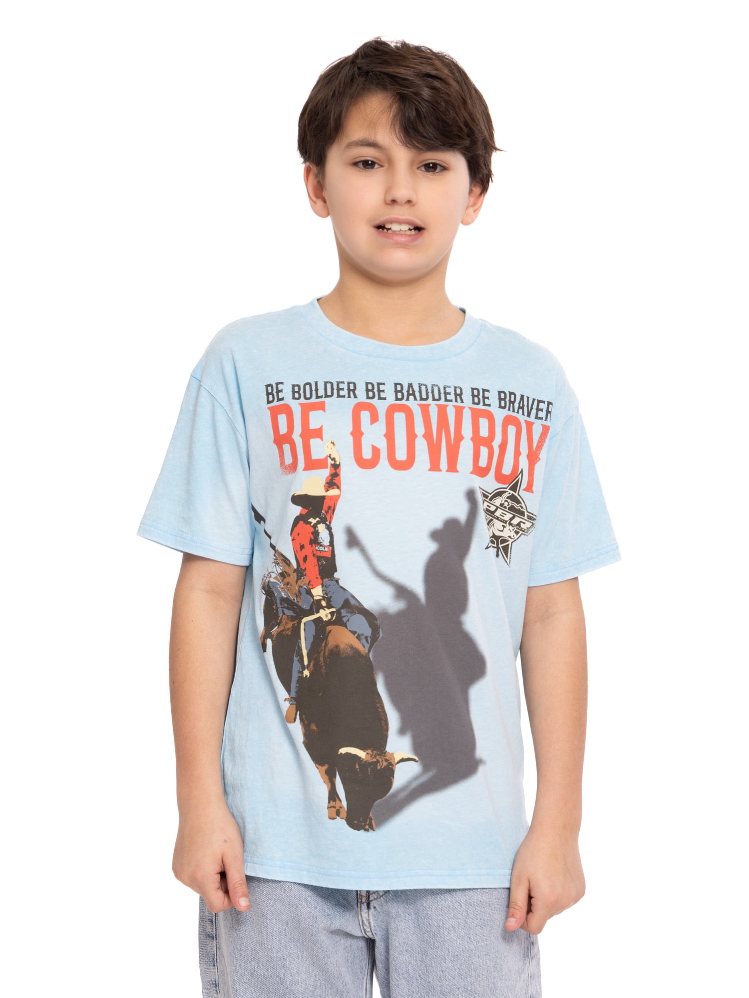 Professional Bull Riding Boys Graphic Tee with Short Sleeves, Sizes 4-18