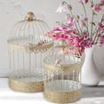 thumbnail image 2 of Hamptons Romantic Gold Bird Cages, Set of 2, Decorative, Table Top Centerpieces, Latch Top, Metal, Handmade, 11.75 and 15.75 Inches, 2 of 6