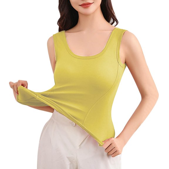 zbxnLI Women's Scoop Neck Tank Tops Sleeveless Slim Soft Solid Color Breathable Stretchy Summer Casual Basic Fashion Top