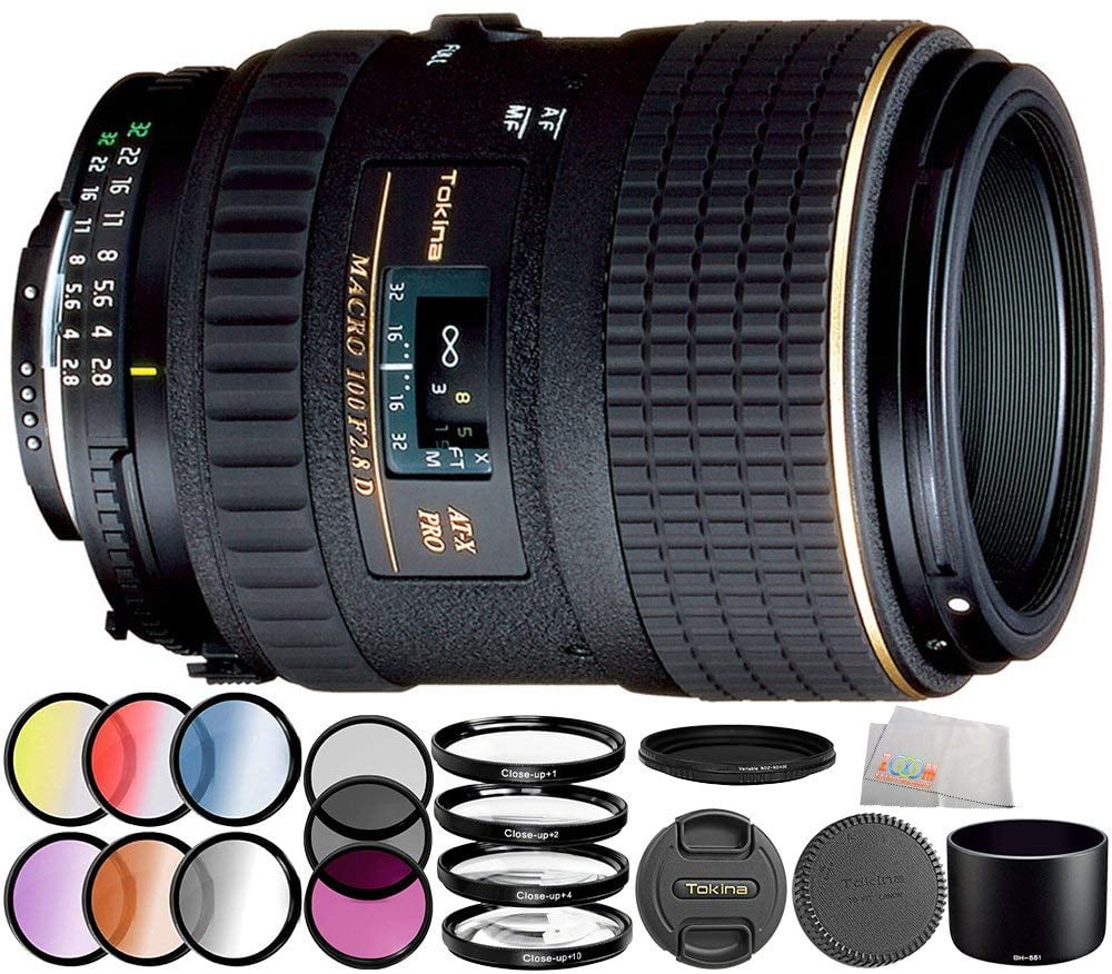 Tokina 100mm F 2 8 At X M100 Af Pro D Macro Autofocus Lens For Nikon Af D 18pc Accessory Kit Which Includes Manufacturer Accessories 3 Piece Filter Kit Uv Cpl Fld 4 Piece Macro Filter
