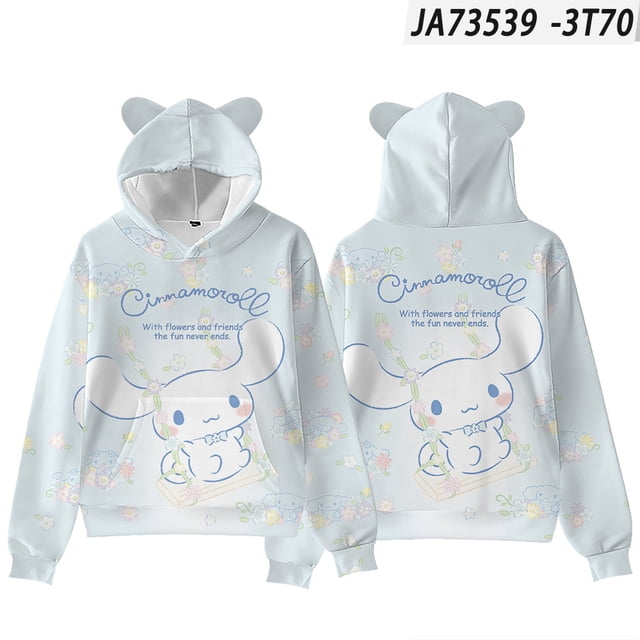 Sudadera con capucha y estampado digital con orejas de gato de Sanrio y perro canela en 3D para adultos y niños