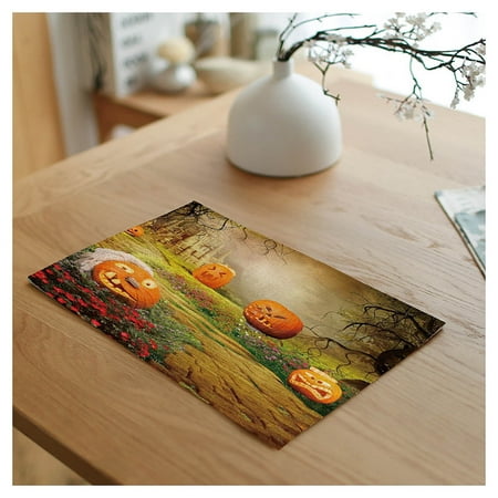 

ERTUTUYI Kitchen Decoration Placemat Sunflower Linen Placemat Pumpkin Placemat