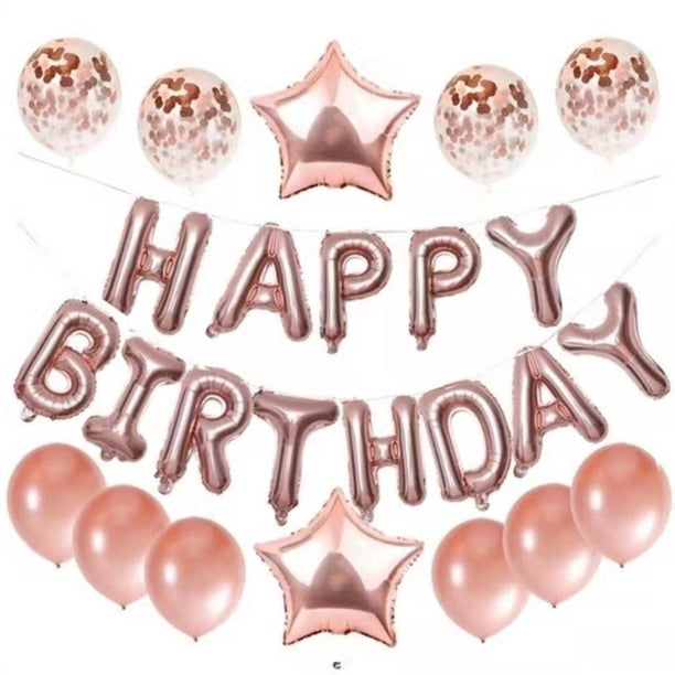 Juego de decoración de globos de feliz cumpleaños, globos con letras de aluminio, pancarta, globos de estrellas con lentejuelas para decoración de fiesta