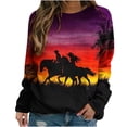 thumbnail image 1 of IROINID Haut/chemise à Col Rond Imprimé à Col Rond Discount Long Sleeve T Shirts, Violet, 1 of 4