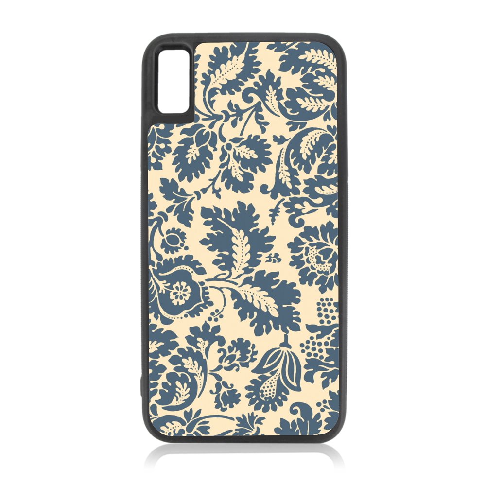 Blue and CrÃ¨me Damask Print 10xr Flower Case iPhone 10 xr Floral