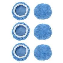 Uxcell 6pcs Car Polisher Bonnet Buffing Pad Coral Fleece for 5"-6" Car Buffer Bonnets Polisher, Light Blue