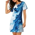 thumbnail image 2 of Lsque Blue White Fluid Art Pattern Nightgowns for Women Sleep Shirts Short Sleeve Nightshirt Pullover Nightdress Soft Sleepwear Relaxed Fit Nightdress, 2 of 6
