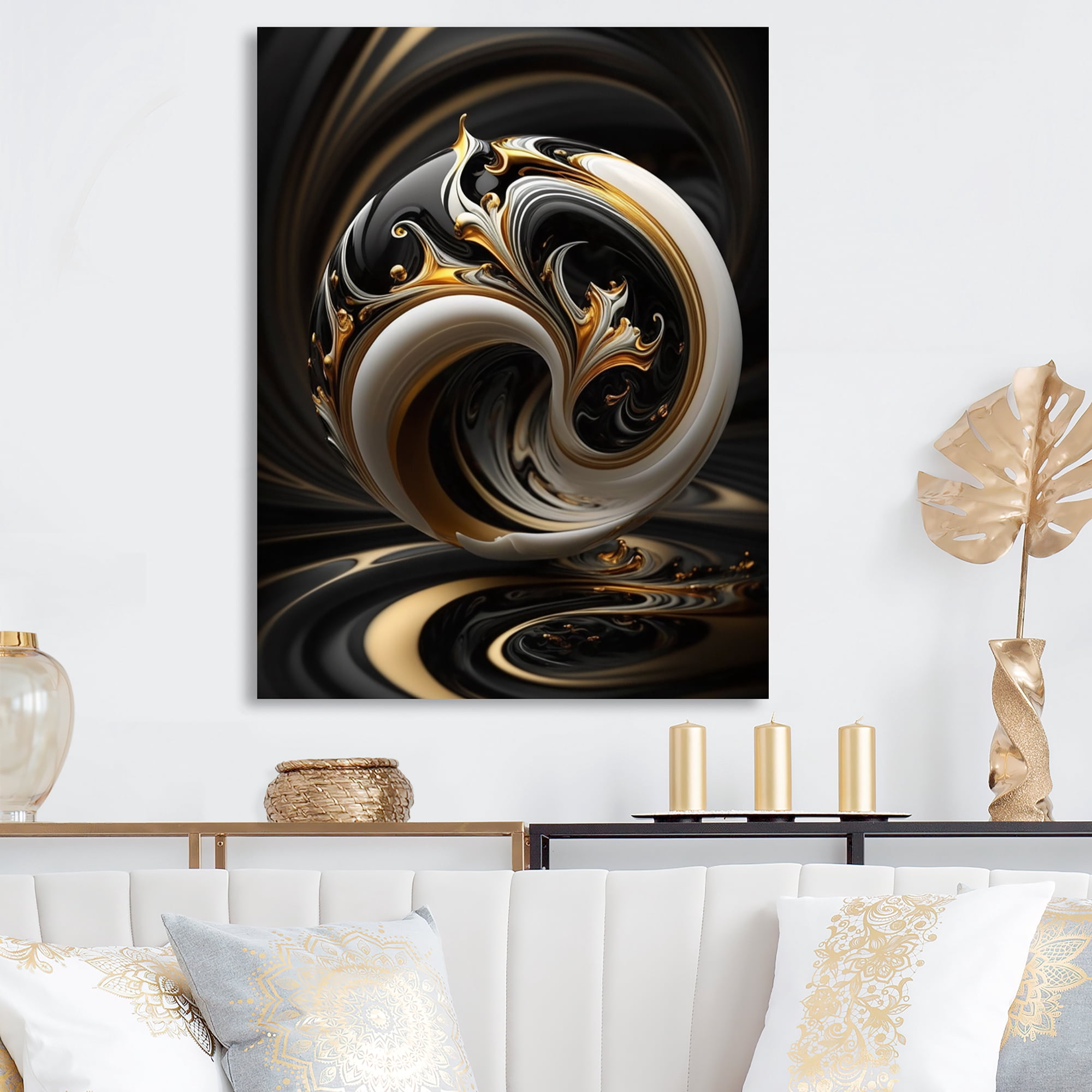 Designart Liquid White Stained Glass IV Canvas Wall Art