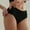 Black, variant on Womens Underwear Mid-Waist Briefs Double-Row Button Detail Seamless Comfortable Soft Briefs, White, L