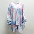 thumbnail image 6 of Women's 2Pcs Tie Dye Pajamas Set with Ruffle Fashion Casual Drawstring Shorts and Shirts ​Loungewear, 6 of 7