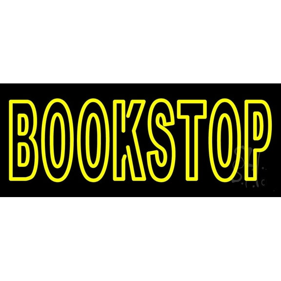 Book Stop LED Neon Sign 13 x 32 - inches, Black Square Cut Acrylic Backing, with Dimmer - Bright and Premium built indoor LED Neon Sign for Defence Force.