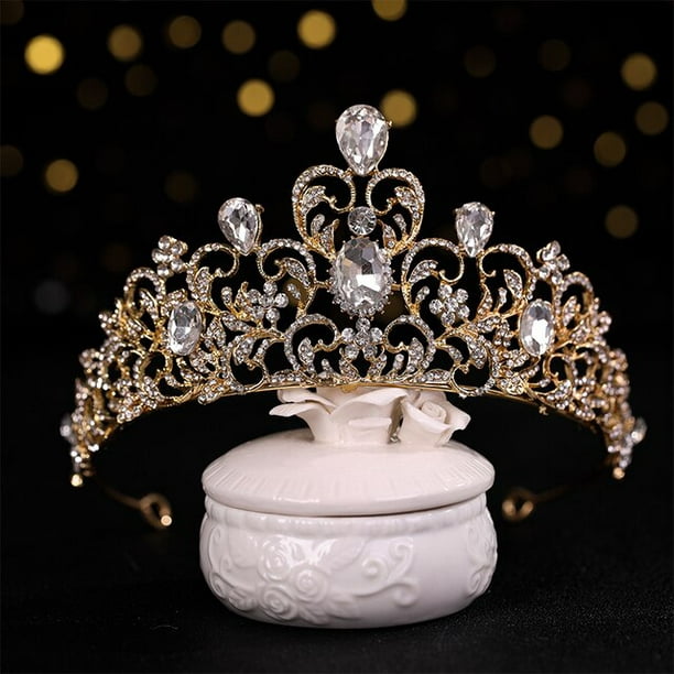 QWZNDZGR Wedding Hair Tiara Crystal Bridal Crown Wedding Hair Headpieces Head Jewelry Gold Veil Tiaras - Walmart.com