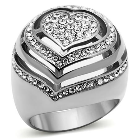 

Beautops TK1141 - High polished (no plating) Stainless Steel Ring with Top Grade Crystal in Clear - 9