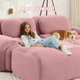 thumbnail image 6 of L-Shaped Modular Sofa, No Assembly, Ergonomic Design, Pet-Friendly Luxury Corduroy Fabric, Extra-Wide Curved Armrests, 32D High-Resilience Sponge, for Living Rooms Bedroom, Pink, 6 of 9