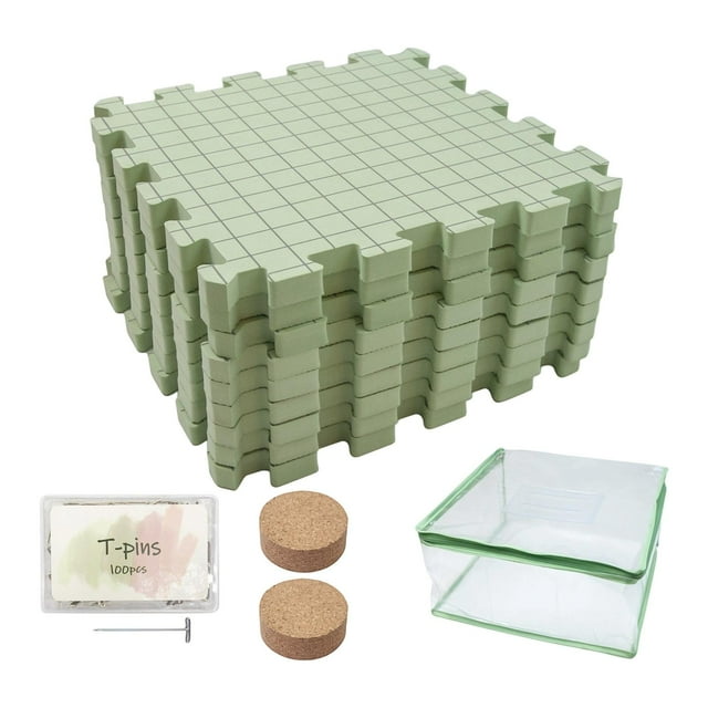 segolike 9 Pieces Blocking Mats for Knitting DIY Double Sided Printing for Needlework green