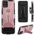 thumbnail image 3 of Compatible for TMobile Revvl 6 Pro 5G Case with Holster Belt Clip Hybrid Shockproof Protective Phone Cover with Kickstand - Rose Gold, 3 of 5