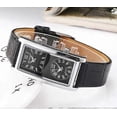 thumbnail image 5 of Reloj unisex de doble esfera con correa de cuero genuino, reloj de pulsera de cuarzo para parejas, sencillo y minimalista, para hombres y mujeres, en blanco y negro., 5 of 5