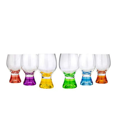 11-1/2 Oz Multicolored Tumblers Whiskey Glasses Snifter Colored Cognac/Bourbon Glass Set of 6