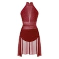 thumbnail image 3 of Nyeemya Women's Lyrical Dance Costume Ruched Drape Modern Contemporary Dance Dress Ballet Leotard Burgundy XL, 3 of 7