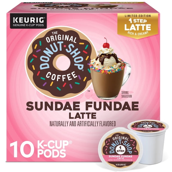 The Original Donut Shop, Sundae Fundae One Step Latte Dark Roast K-Cup Coffee Pods, 10 Count