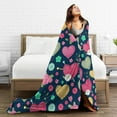 thumbnail image 3 of LNWH Cute Knit Love Print Pattern Throw Blanket, Flannel Sofa Blankets for All Seasons, 50"x40", 3 of 8