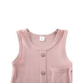 thumbnail image 6 of Gureui Infant Baby Boy Girl Summer Ribbed Romper, Sleeveless Crew Neck Solid Color Button Closure Long Leggings Jumpsuit, 6 of 8